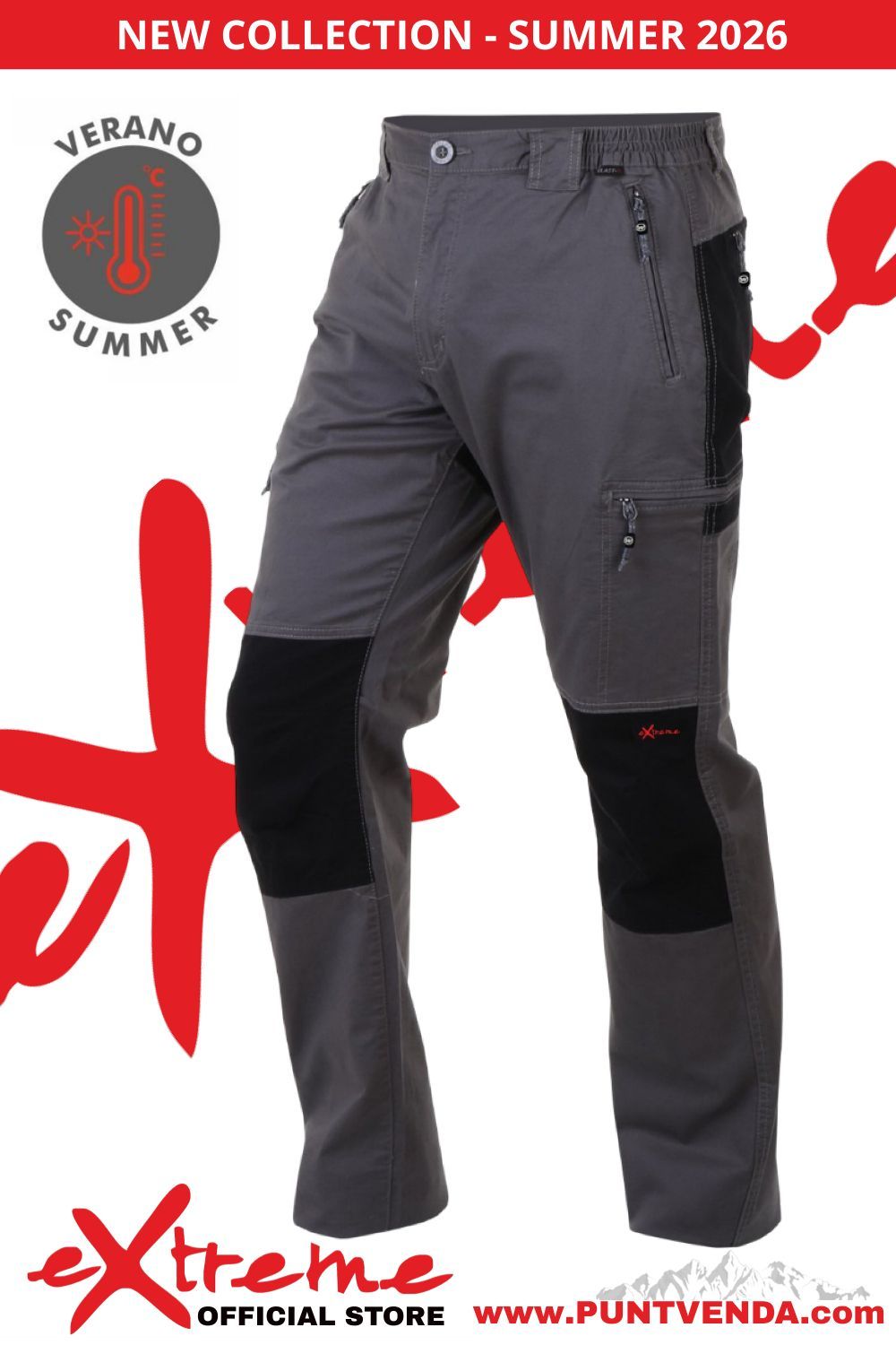 Pantalón Trekking - Laboral EXTREME algodon - elastan Primavera-verano - Gris - 2026