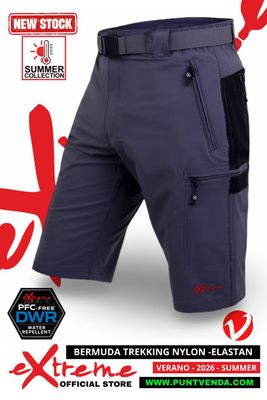 Bermuda Trekking  Nylon-Elastán Extreme Hombre Gris-Negro - 2026
