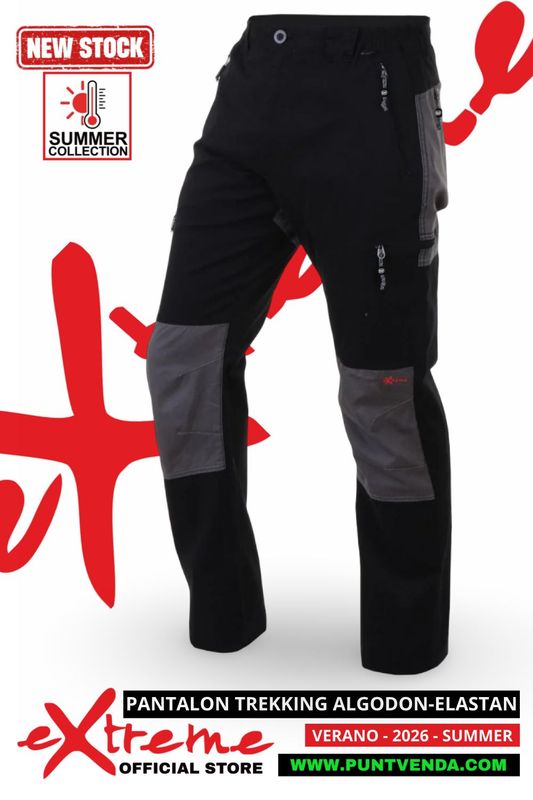 Pantalón Trekking - Laboral EXTREME algodon - elastan Primavera-verano -Negro- 2026