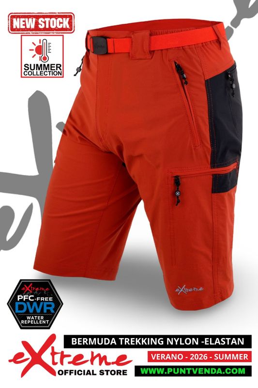 Bermuda Trekking  Nylon-Elastán Extreme Hombre  Tierra-roja