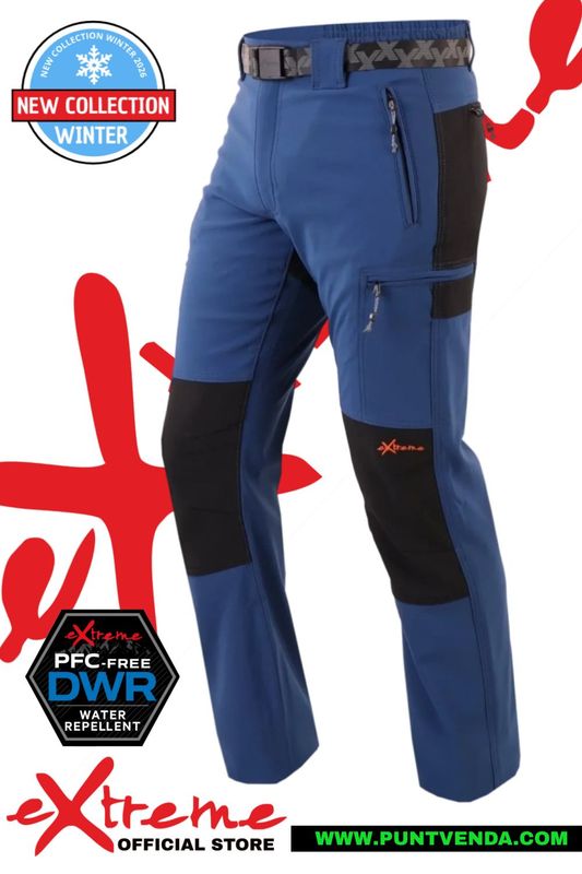 Pantalón Trekking  Extreme - Madeira Azul-negro- waterproof -  Invierno - Afelpado