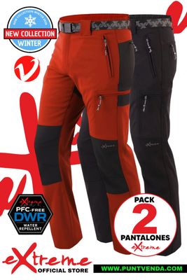 Pack 2 Pantalones Trekking Extreme - Madeira negro - tierra roja - waterproof - Invierno - Afelpado Pack 2 Pantalones Trekking Extreme - Madeira negro - tierra roja - waterproof - Invierno - Afelpado