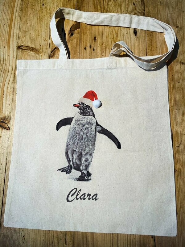 Personalised Christmas Penguin bag