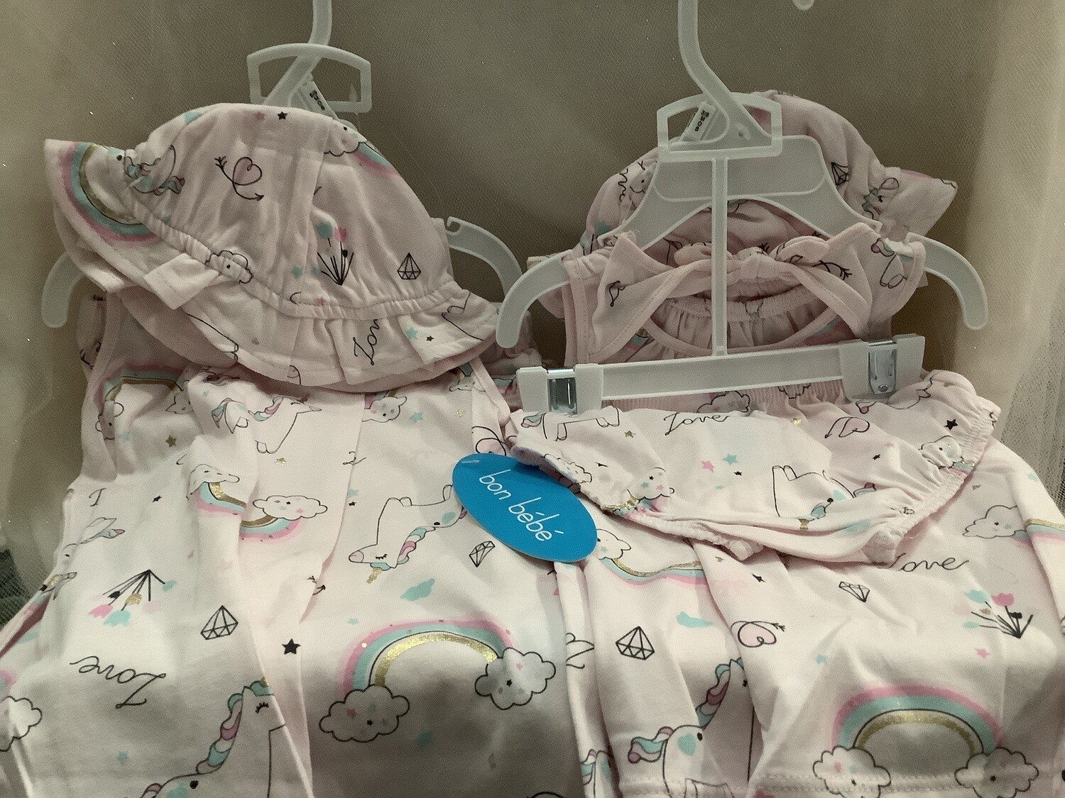 3-Piece Baby Dress Set with Sunhat 0/3M