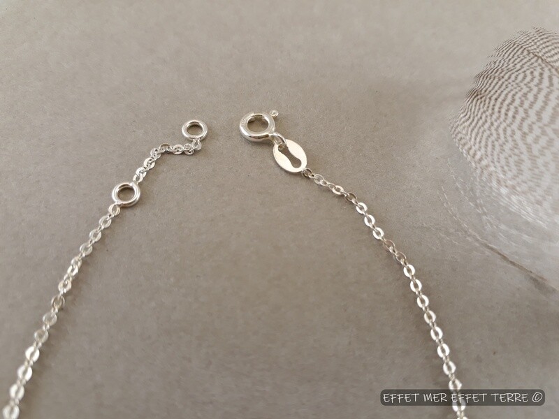 Bracelet argent gourmette nacre grise