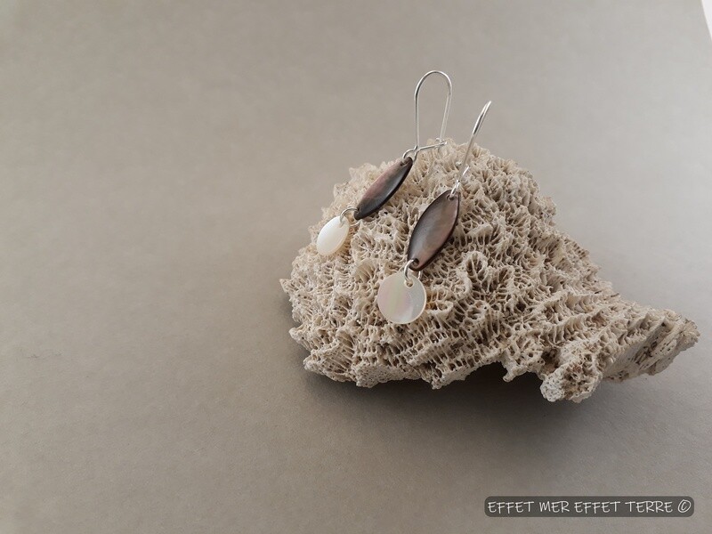 Boucles d'oreille argent et 2 nacres