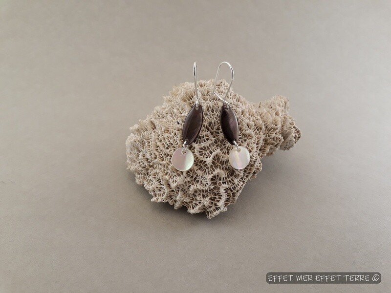 Boucles d&#39;oreille argent et 2 nacres