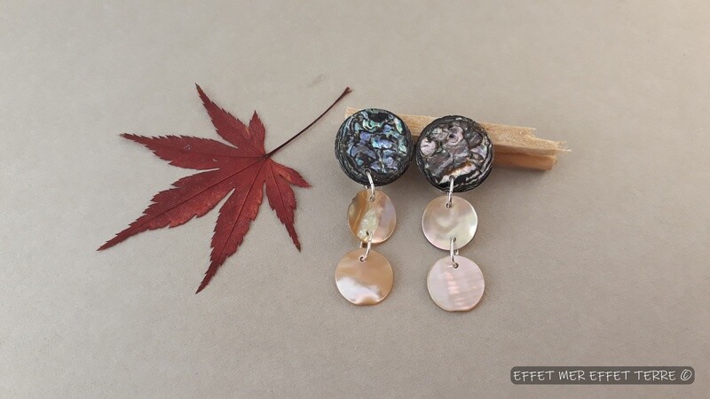 Clip boucles d&#39;oreilles &quot;chic&quot; 3pastilles de nacre