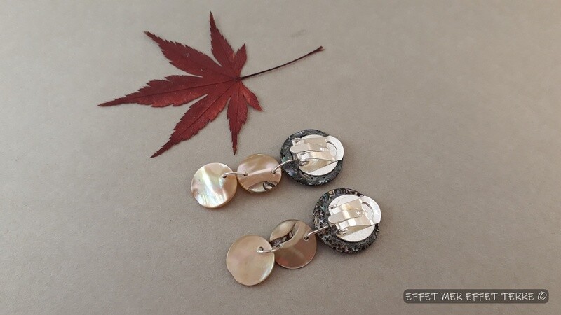 Clip boucles d'oreilles "chic" 3pastilles de nacre