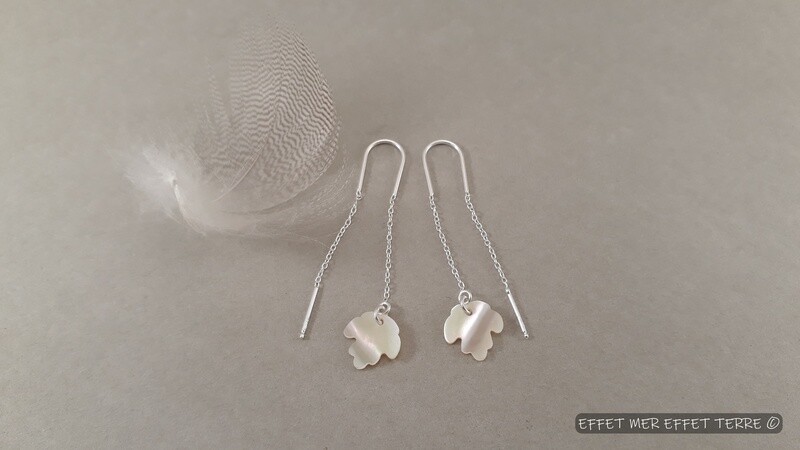 Boucle d&#39;oreille chainette forçat feuille érable