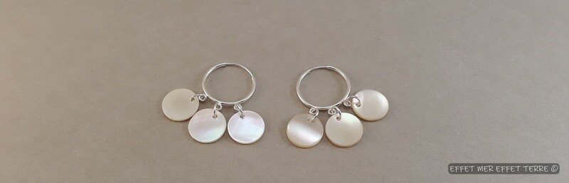 Nouveau modèle: Boucle d&#39;oreilles 3 pions nacre