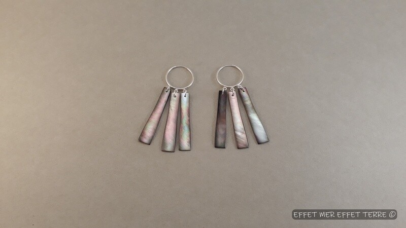 Nouveau modèle: Boucles d'oreille 3 rectangles nacre grise