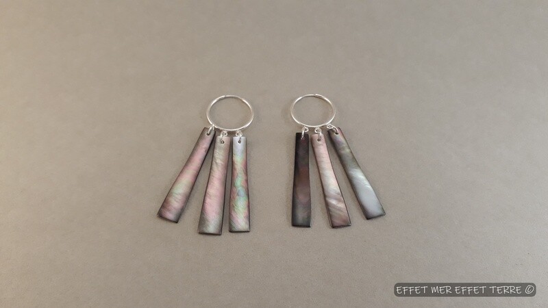 Boucles d&#39;oreilles 3 nacres grise