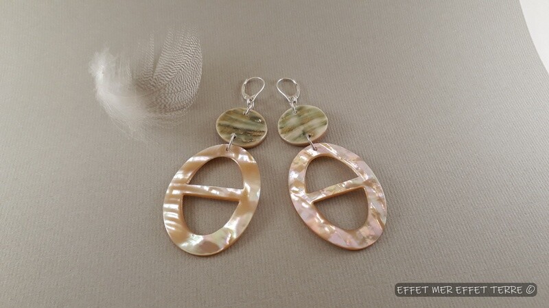 Boucles d&#39;oreille nacre goldfish et nacre burgo