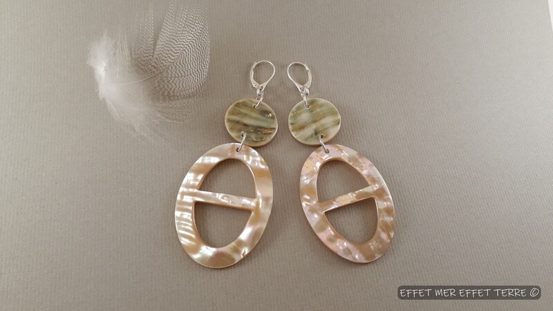 Boucles d'oreille nacre goldfish et nacre burgo
