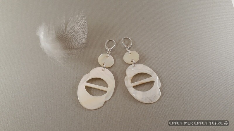 Boucles d'oreilles fête nacre blanche