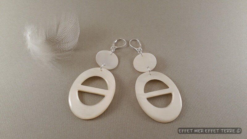 Boucles d&#39;oreille nacre blanche