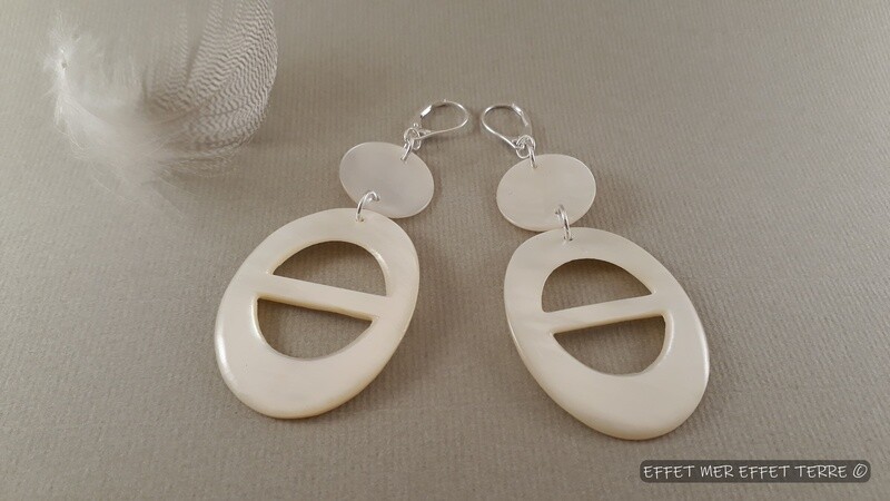 Boucles d'oreille nacre blanche