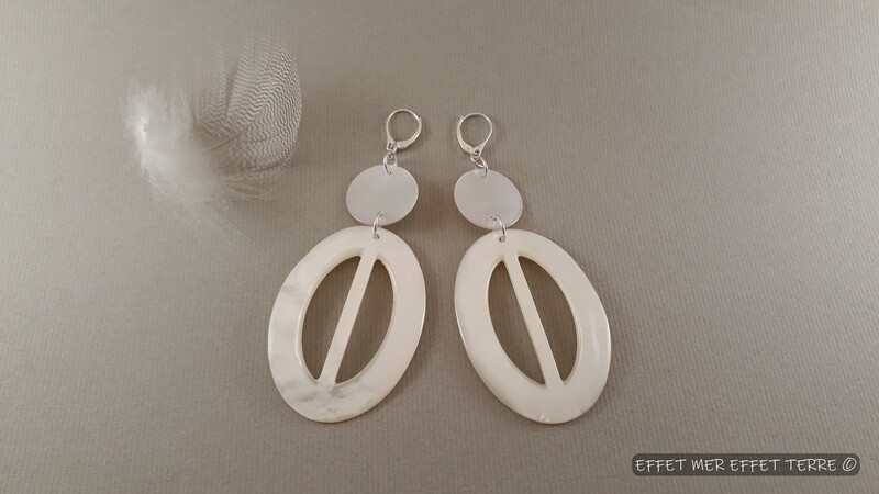 Boucles d'oreille nacre blanche