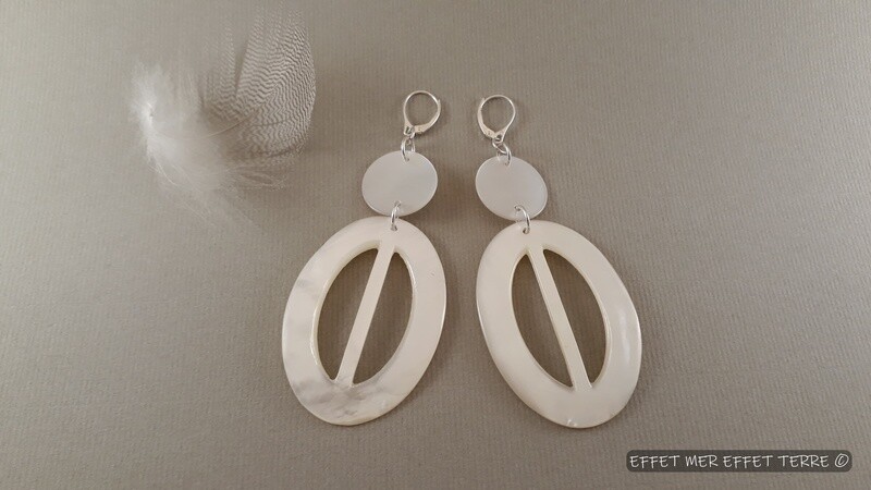 Boucles d&#39;oreille nacre blanche