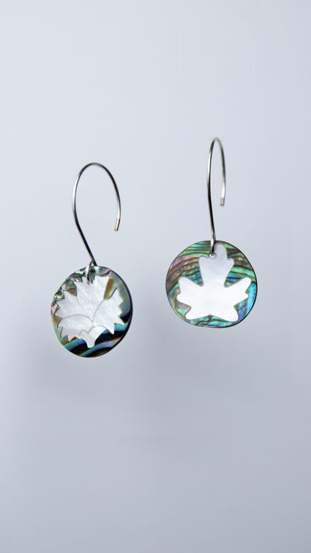 Boucles d&#39;oreilles Marqueterie 2 fleurs