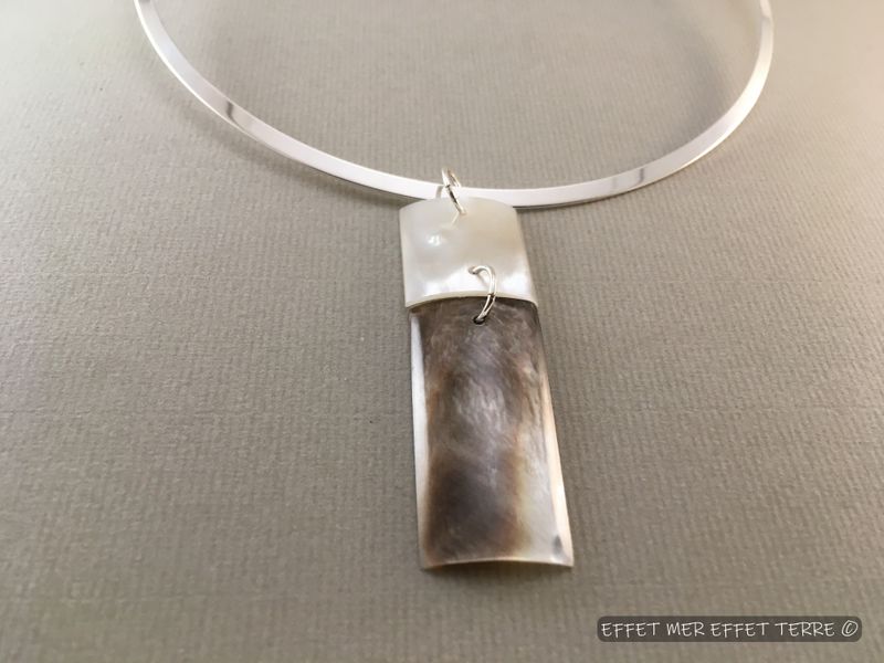 Pendentif nacre grise et nacre blanche