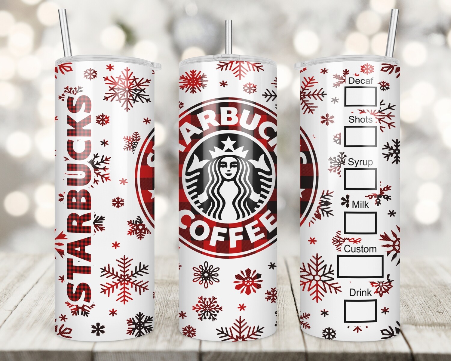 Christmas Starbucks 20 oz Skinny Stainless Steel