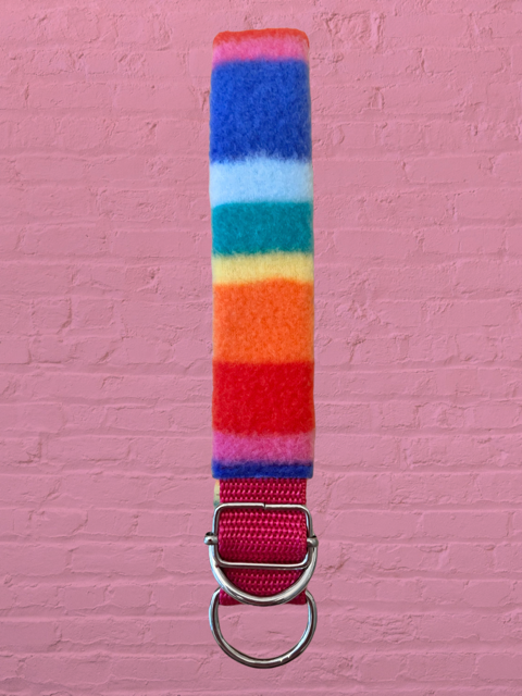 Zugstop-Halsband "Regenbogen 2.0", Größe: Größe 0  (P0 / P1), Farbe: Regenbogen  / pink