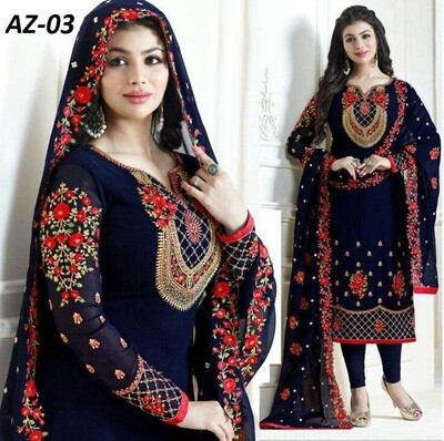 Chiffon Blue Suit AZ - 03