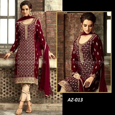 Chiffon Maroon Suit AZ - 013