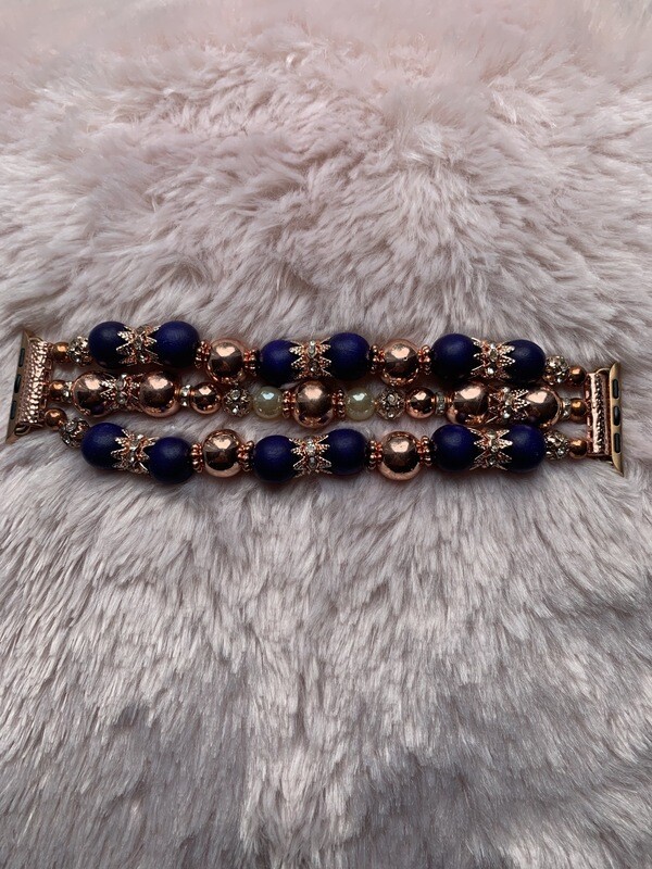 Rose-gold &amp; Navy Apple Watch Bracelet