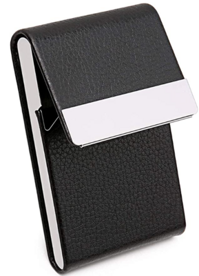 BUSINESS  CARD CASE (Stainless/Leather Vertical)