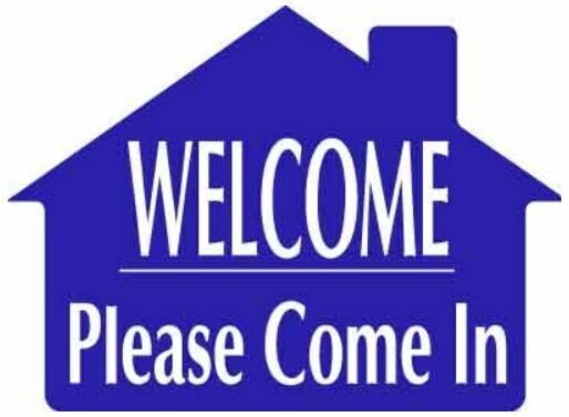 WELCOME PLEASE COME IN HOUSE , Color: Blue