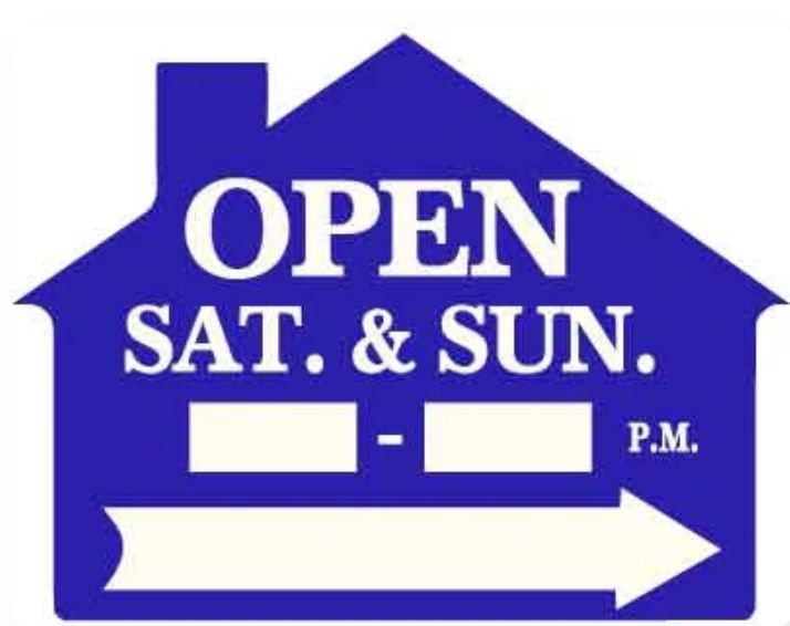 OPEN SAT &amp; SUN W/ TIME &amp; ARROW, Color: Blue