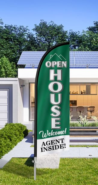 OPEN HOUSE GREEN FEATHER FLAG