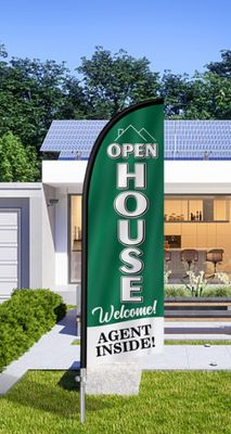 OPEN HOUSE GREEN FEATHER FLAG