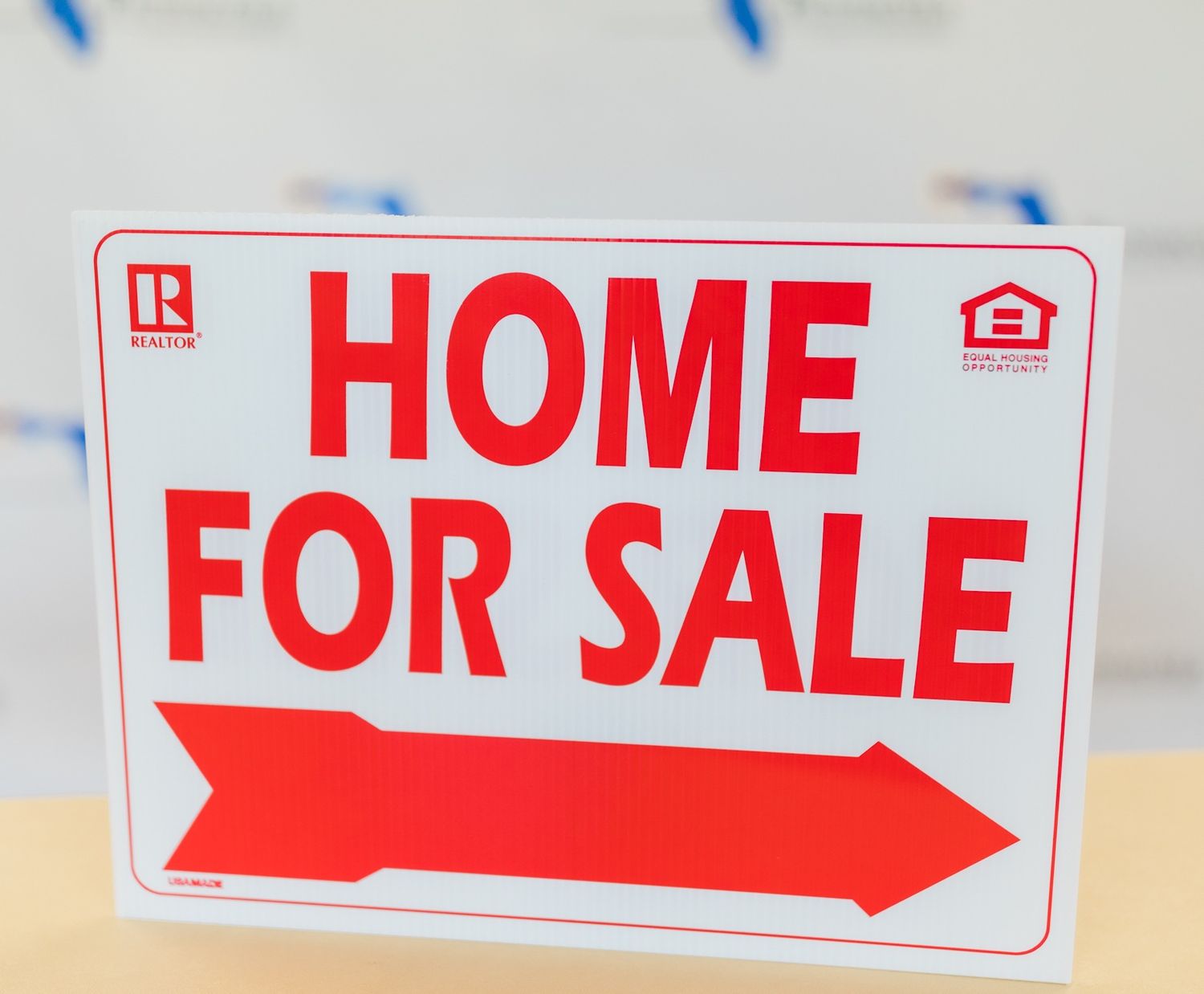 HOME FOR SALE (RED)W/ FAIR HOUSING + REALTOR LOGOS