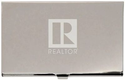 BUSINESS CARD CASE REALTOR LOGO ENGRAVED Silver