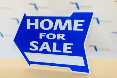 HOME FOR SALE ARROW SIGN Blue