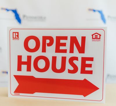 OPEN HOUSE PANEL SIGN W/ FAIR HOUSING + REALTOR  LOGOS