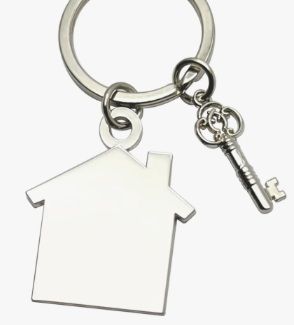 KEY CHAIN SILVER House w/ Key Charm