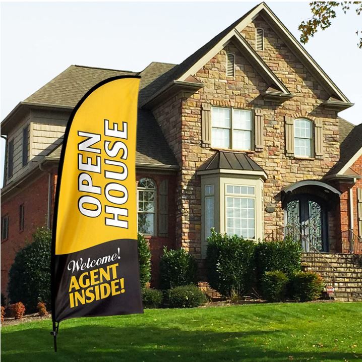 OPEN HOUSE FEATHER FLAG Gold &amp; Black