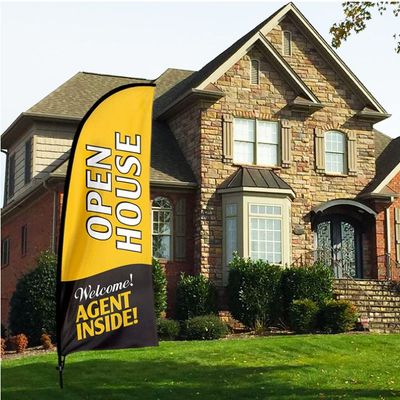 OPEN HOUSE FEATHER FLAG Gold &amp; Black