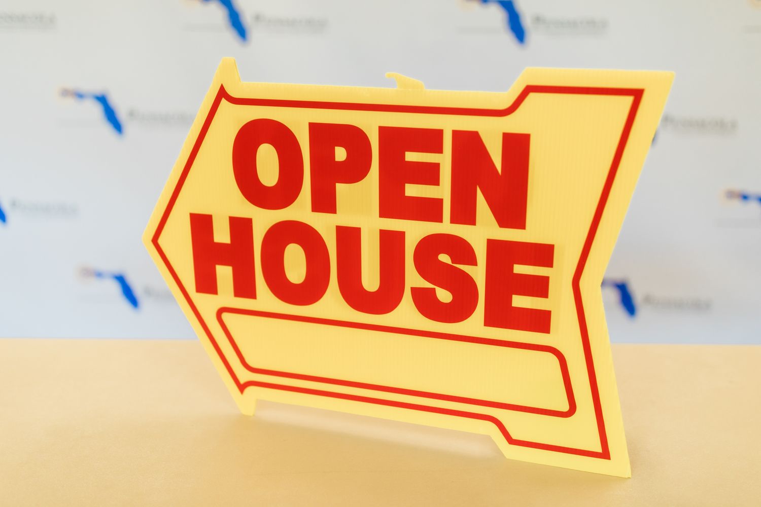 OPEN HOUSE ARROW W/ SPACE FOR ADDRESS Red&amp;Yellow