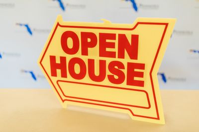 OPEN HOUSE ARROW W/ SPACE FOR ADDRESS Red&amp;Yellow