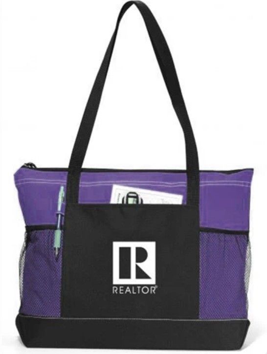 NYLON ZIPPERED TOTE BAG Purple