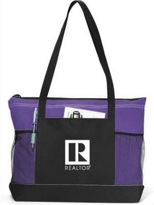 NYLON ZIPPERED TOTE BAG Purple