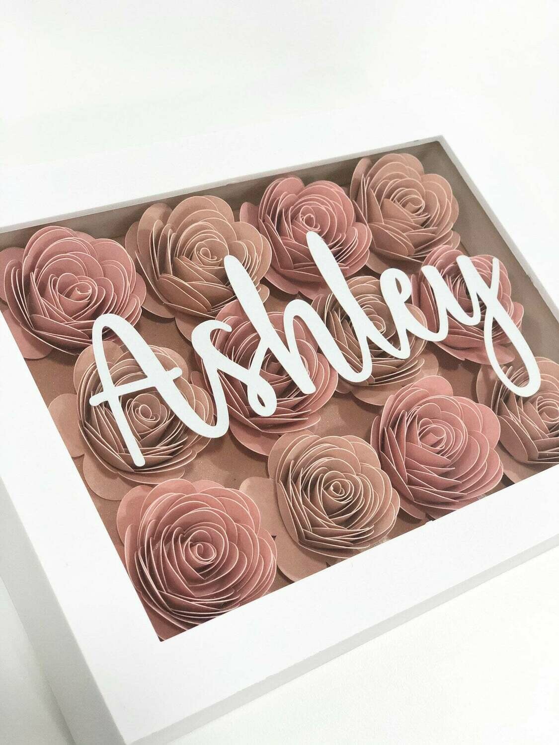 Customizable Shadow Box Paper Flower Baby shower bridesmaid gift Anniversary Gift mom birthday gift best friend gift Love frame