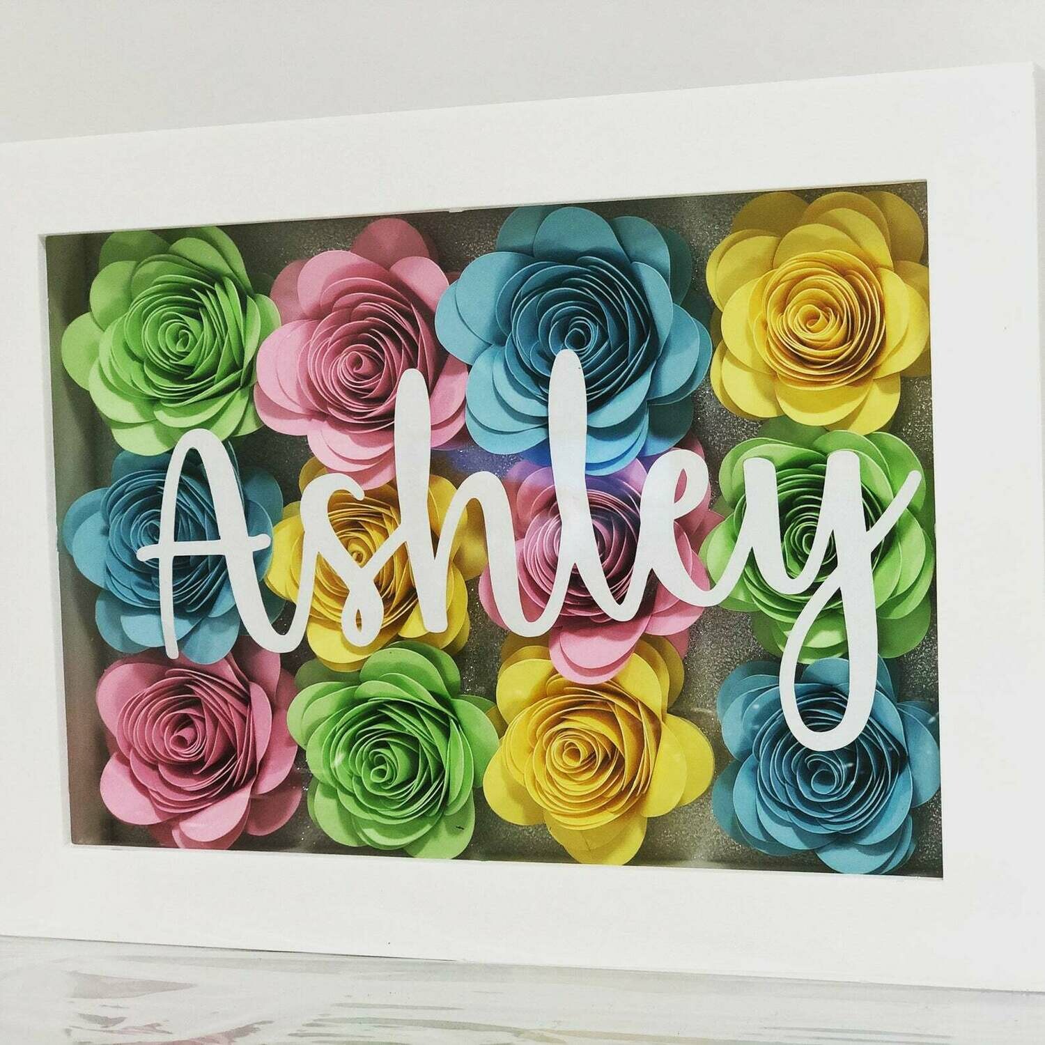 Customizable Shadow Box Paper Flower Baby shower bridesmaid gift Anniversary Gift mom birthday gift best friend gift Love frame