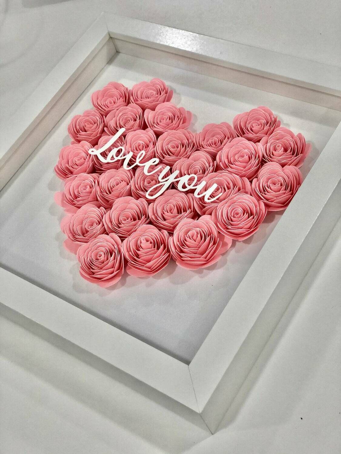 Customizable Shadow Box Mini Paper Heart Flower Wedding Anniversary Gift Mothers Day mom birthday gift wedding gift Love frame